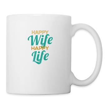 Femme heureuse vie heureuse - énonciation drôle - Mug blanc - blanc - Droite