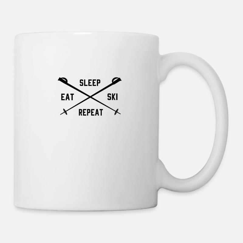 Skiing Eat Sleep Ski Repeat Skier Gift - Mug - white