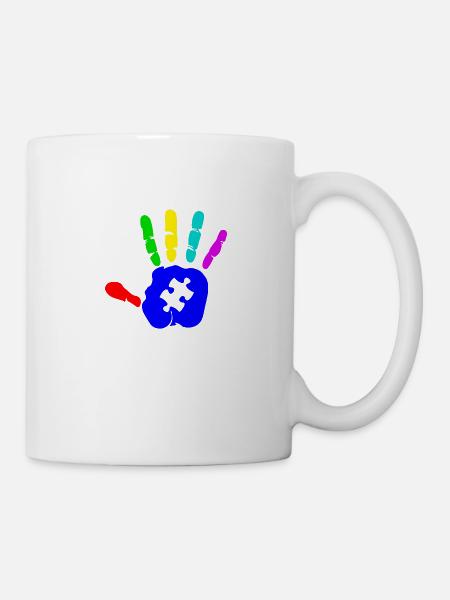 AUTISM PUZZLE HAND Cadeau de sensibilisation à l'autisme - Mug blanc - blanc