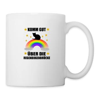 Süße Katze Regenbogenbrücke Gedanke - Tasse - Weiß - Rechts
