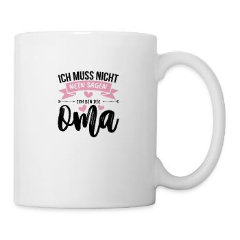 Ich bin die Oma Liebe Geschenk Familie Herz - Tasse - Weiß - Rechts