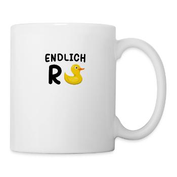 Endlich Rente Ente Opa Oma Geschenk Ruhestand - Tasse - Weiß - Rechts