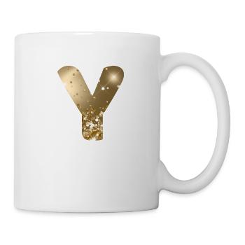Monogramme Y Gold Glitter personnalisable - Mug blanc - blanc - Droite