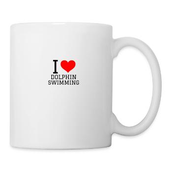 Schwimmen Spruch Lustig I Love Dolphin Swimming - Tasse - Weiß - Rechts