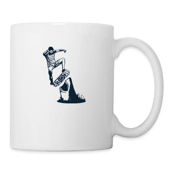 Skateboarder Skateboarder With Great White Shark - Mug - white - Right