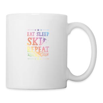 Eat Sleep Ski Repeat - Tasse - Weiß - Rechts