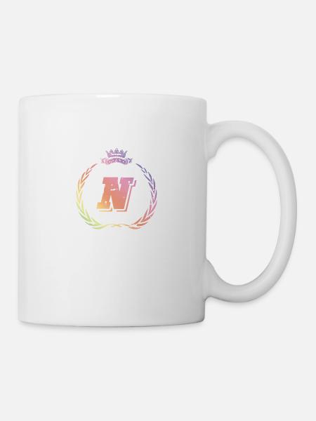N Buchstabe Kranz - Tasse - Weiß