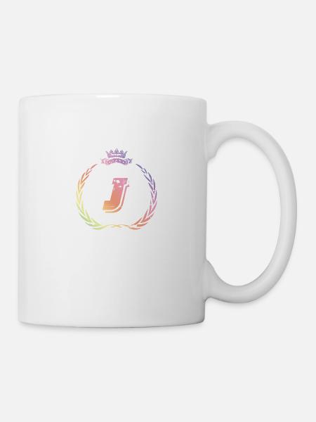 J Buchstabe Kranz - Tasse - Weiß