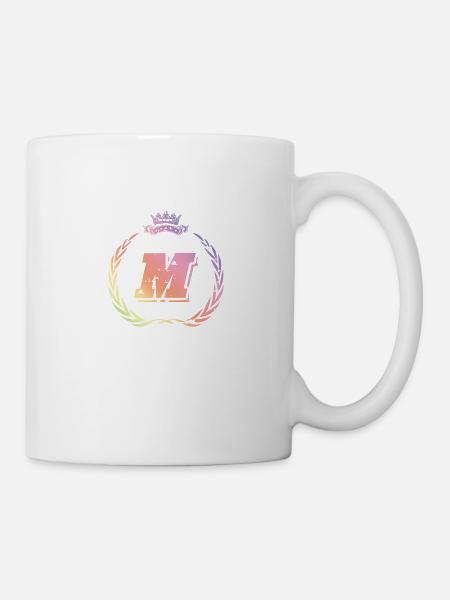 M Buchstabe Kranz - Tasse - Weiß