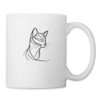 Cat in fine line art - Mug - white - Right