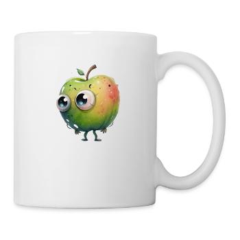Cute apple character with googly eyes - Mug - white - Right