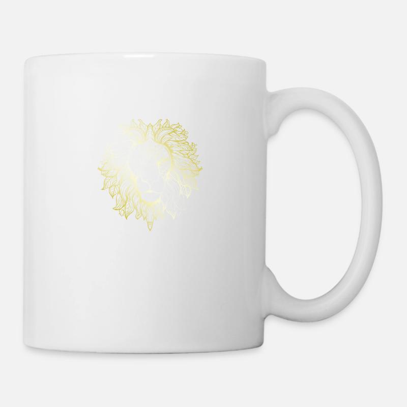 Löwe Mandala gold - Tasse - Weiß