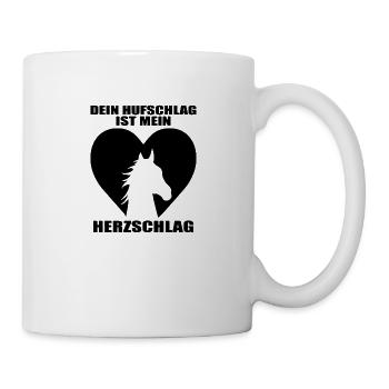 Pferde Herzschlag Reiten Hufe Hufeisen Herz Pony - Tasse - Weiß - Rechts