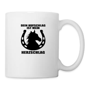 Pferde Herzschlag Reiten Hufe Hufeisen Herz Pony - Tasse - Weiß - Rechts