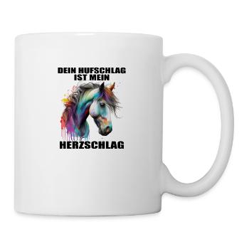 Pferde Herzschlag Reiten Hufe Hufeisen Herz Pony - Tasse - Weiß - Rechts