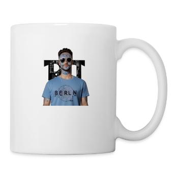 Raver in Berlin mit blauenTattoos - Tasse - Weiß - Rechts