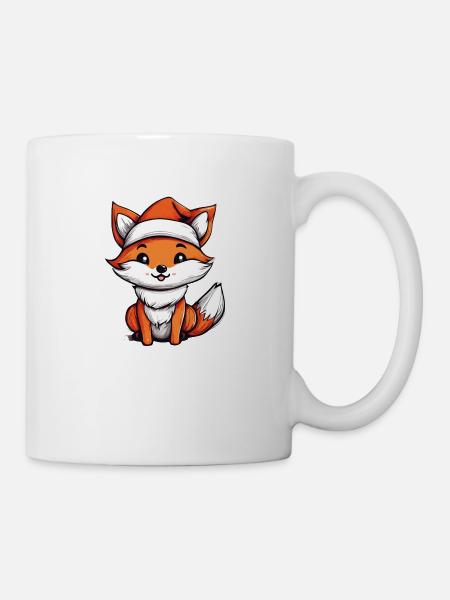 Santa Fuchs, Fuchs Weihnachtsmann - Tasse - Weiß