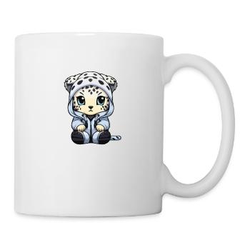 Schneeleopard Winter leopard Comic Niedlich - Tasse - Weiß - Rechts