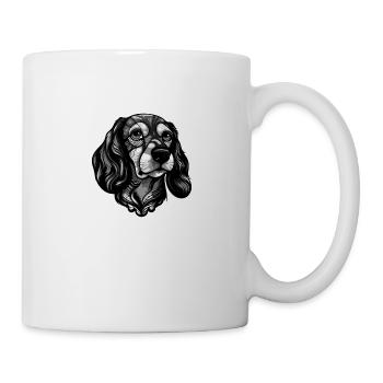 Dachshund Hund Kopf Porträt Dackel - Tasse - Weiß - Rechts