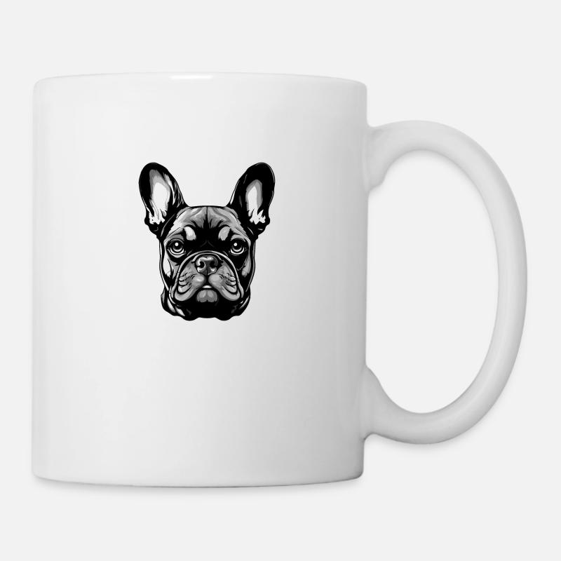 Portrait de tête de chien bouledogue français - Mug blanc - blanc