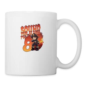 Thème de garçon d’anniversaire de pompier de 8 ans pour enfants - Mug blanc - blanc - Droite