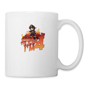Thème de garçon d’anniversaire de pompier pour enfants de 4 ans - Mug blanc - blanc - Droite