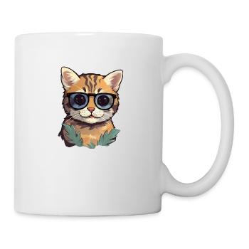 Little cute cat wearing sunglasses. - Mug - white - Right