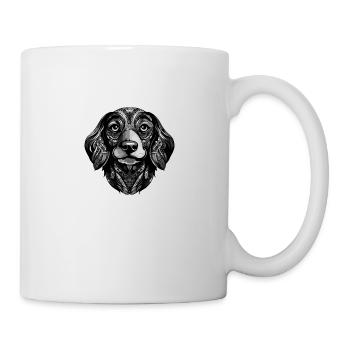 Dachshund Hund Porträt Kopf Dackel - Tasse - Weiß - Rechts