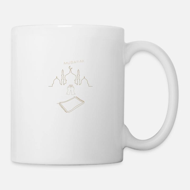 Ramadan Moubarak prient les mains tapis - Mug blanc - blanc