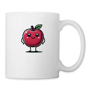 apfel comic - Tasse - Weiß - Rechts
