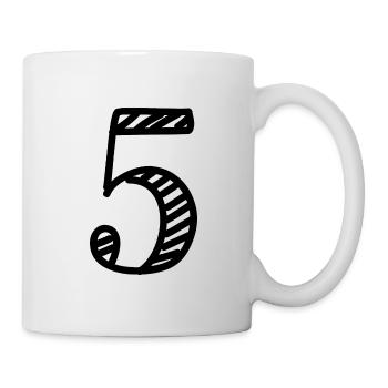 5 JAHRE. 5-jähriges JUBILÄUM. GEBURTSTAG 5 JAHRE. 5 - Tasse - Weiß - Rechts