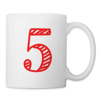 5 JAHRE. 5-jähriges JUBILÄUM. GEBURTSTAG 5 JAHRE. 5 - Tasse - Weiß - Rechts