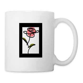 one Line Art Strichzeichnung Blume Blumen Pflanzen - Tasse - Weiß - Rechts