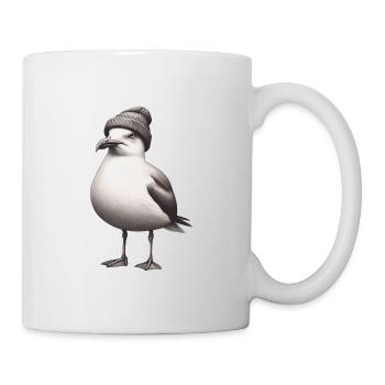 Finally Monday again - Moin Seagull with Beanie Hat - Mug - white - Right