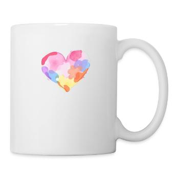Buntes Aquarell-Herz - Valentinstag - Tasse - Weiß - Rechts