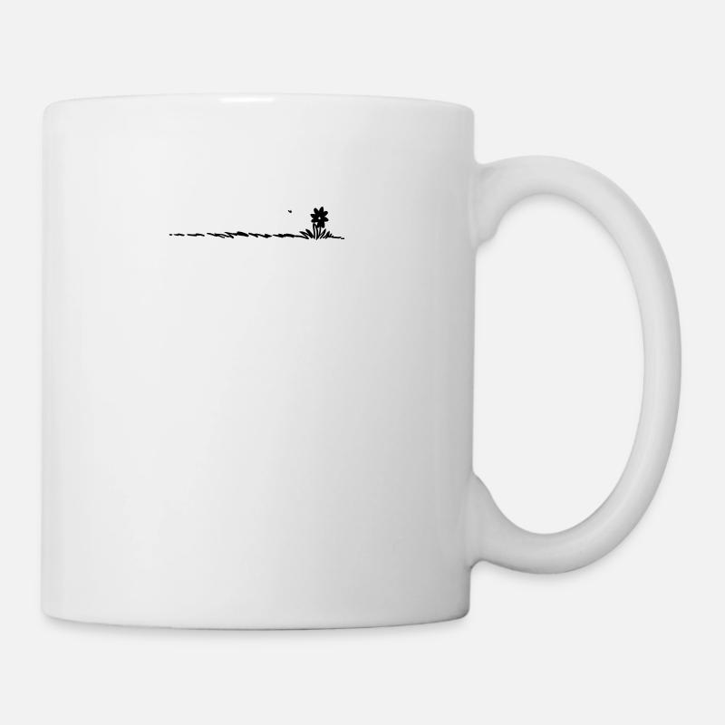Cartoon flower in the grass with insect - Mug - white