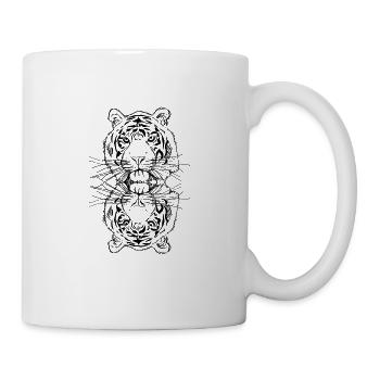 Handgezeichneter Tiger, Illustration, Zeichnung - Tasse - Weiß - Rechts