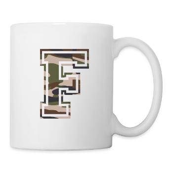 F, Monogram, Camouflage Green-Brown - Mug - white - Right