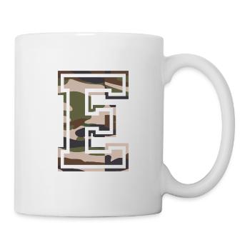 E, Monogram, Camouflage Green-Brown - Mug - white - Right