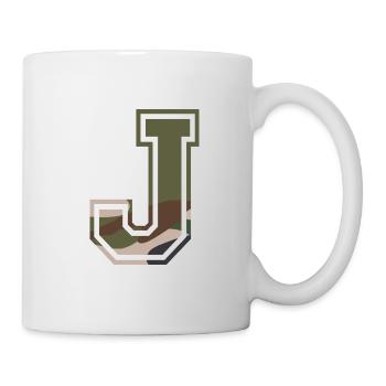 J, Monogram, Camouflage Green-Brown - Mug - white - Right