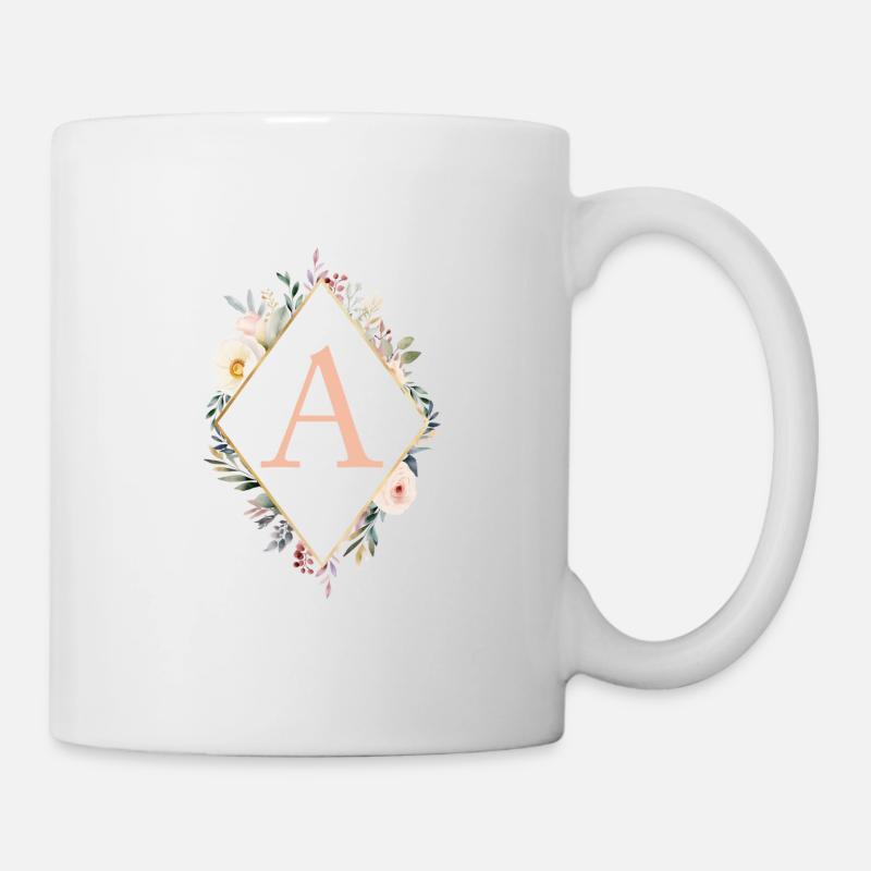Un monogramme, Floral, Boho - Mug blanc - blanc