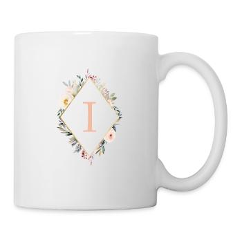 I Monogramm , Floral, Boho - Tasse - Weiß - Rechts