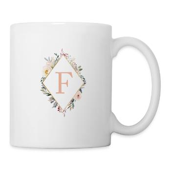 F Monogram, Floral, Boho - Mug - white - Right