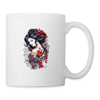 Geisha Kunst Japanische Kultur Floraler Kimono - Tasse - Weiß - Rechts