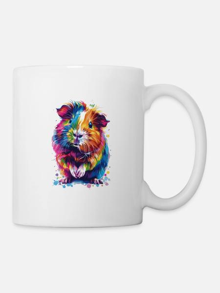 Buntes Hipster-Meerschweinchen - Tasse - Weiß