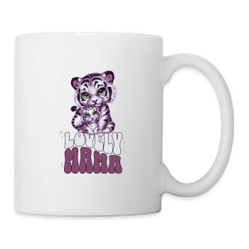 Niedlicher weißer Tiger Tiger Baby Lovely Mama - Tasse - Weiß - Rechts