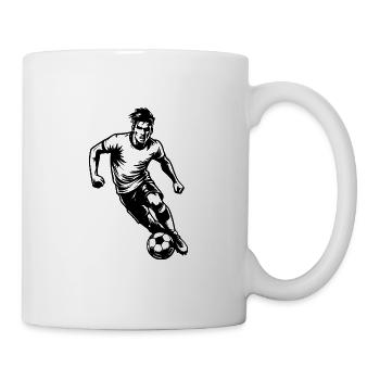 Fussballspieler mit Ball Richtung Tor Angriff - Tasse - Weiß - Rechts