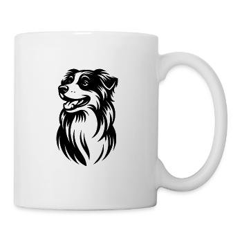 Australian Shepherd Fuzzy Dog Portrait - Mug - white - Right