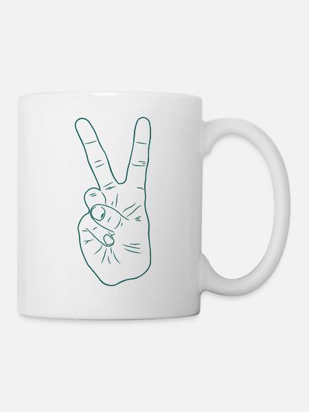 Peace Hand - Tasse - Weiß