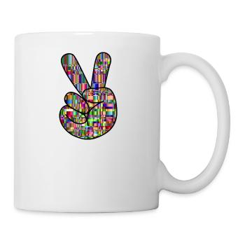 Buntes Peace Symbol - Geschenkidee - Tasse - Weiß - Rechts